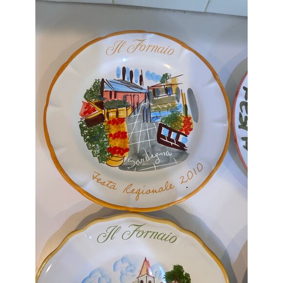 IL Fornaio Restaurant Vesuvius Napoli Naples Festa Dinner Plate Set Of 4 - Picture 3 of 10
